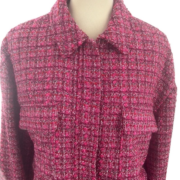 Rachel Zoe pink/black/white plaid boucle crop jacket new with tags - Picture 3 of 7